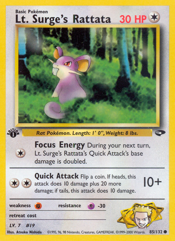 Lt. Surge's Rattata (85/132) - Gym Challenge (1st Edition) Pokémon Card