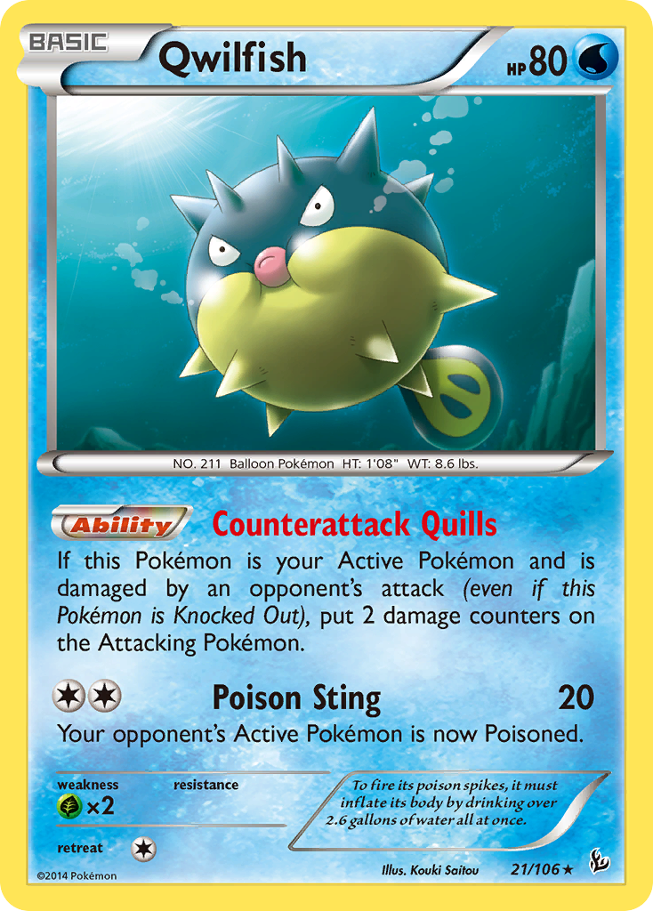 Qwilfish (21/106) - Flashfire Pokémon Card