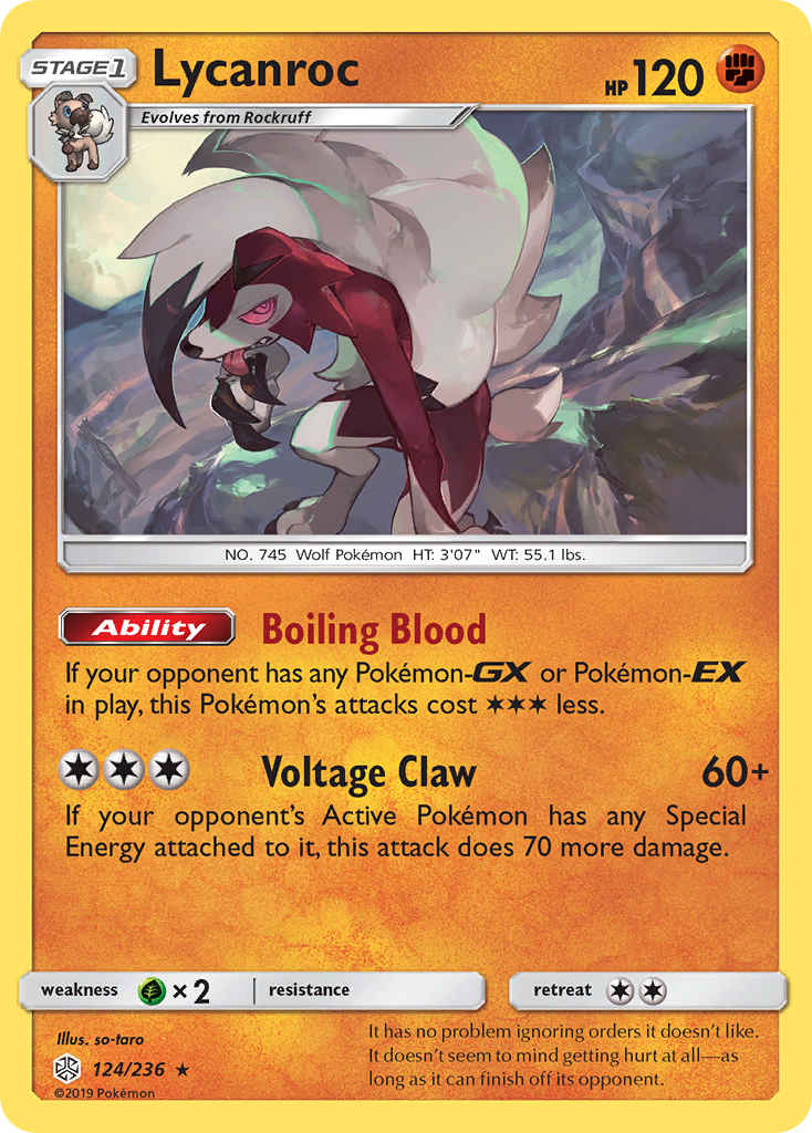 Lycanroc (124/236) - Cosmic Eclipse Pokémon Card