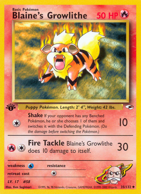 Blaine's Growlithe (35/132) - Gym Heroes (1st Edition) Pokémon Card