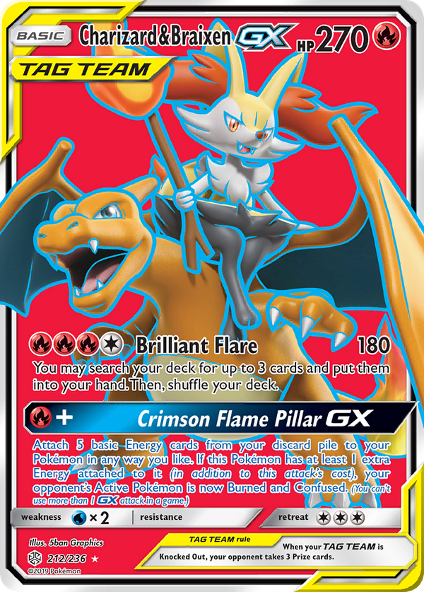 Charizard & Braixen GX (212/236) - Cosmic Eclipse