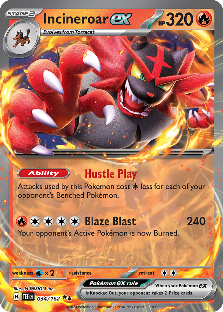 Incineroar ex (34/162) - Temporal Forces Pokémon Card