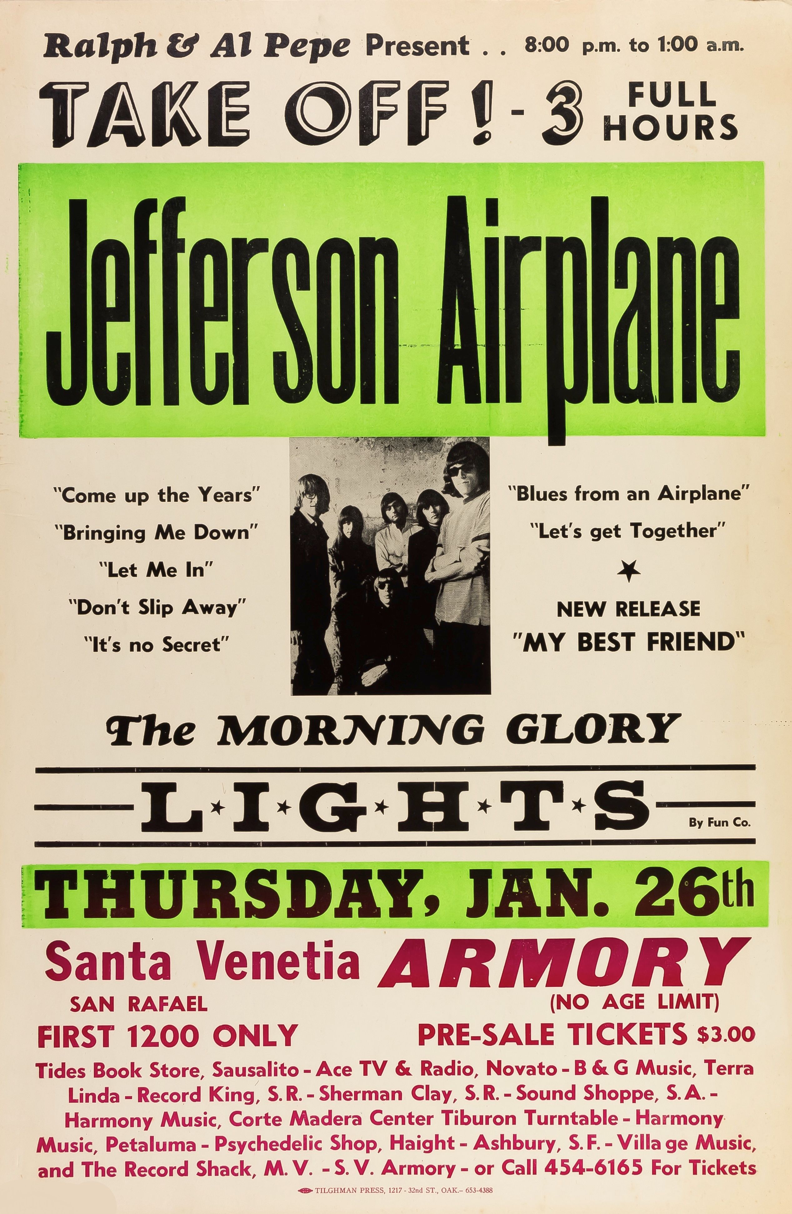 Jefferson Airplane Santa Venetia Armory 1967 Concert Poster