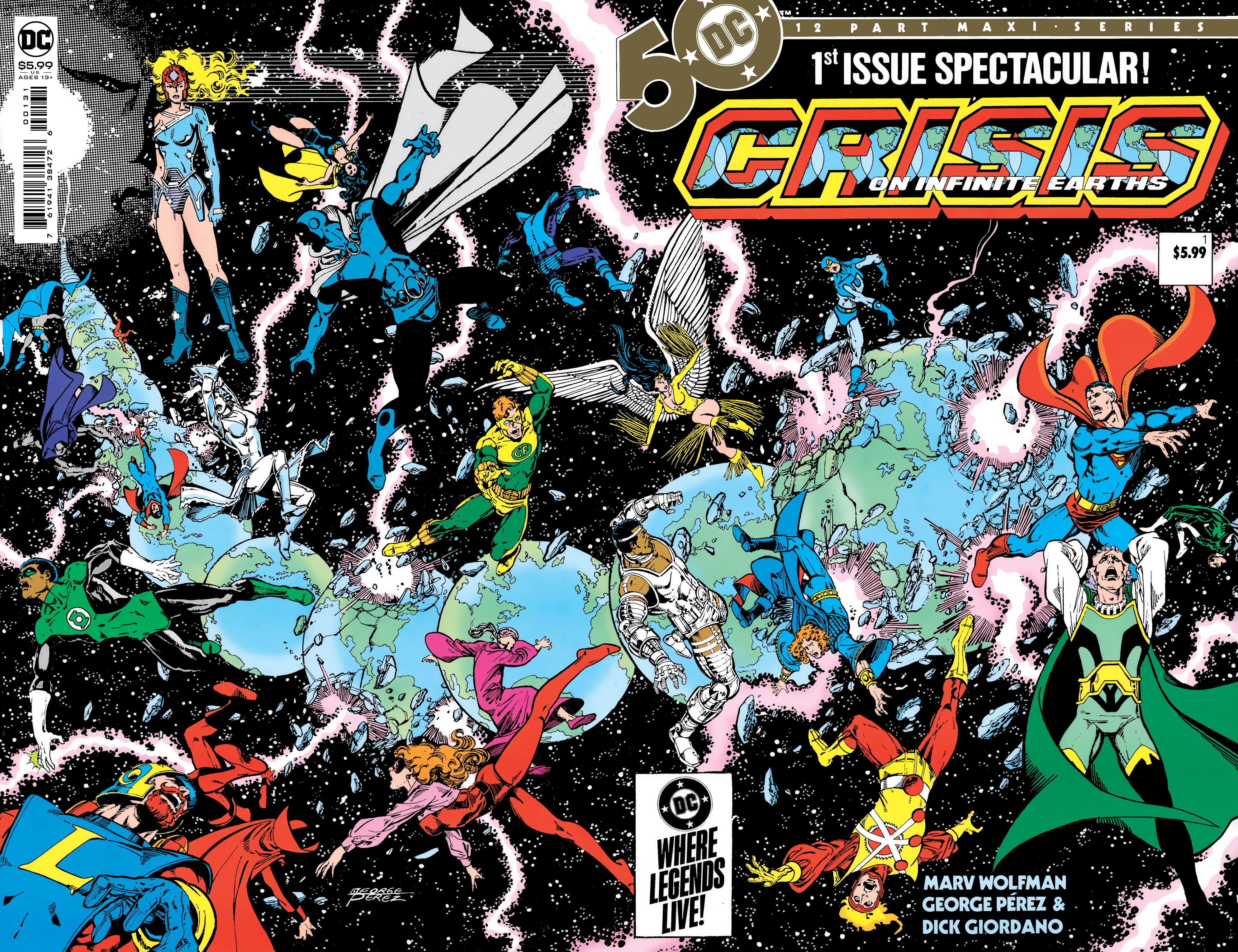 Crisis on Infinite Earths #1 (Facsimile Edition Cvr B George Perez Wraparound Foil Variant) Comic