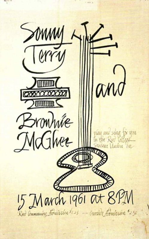 AOR-1.79 Sonny Terry & Brownie McGhee Reed College 1961 Concert Poster