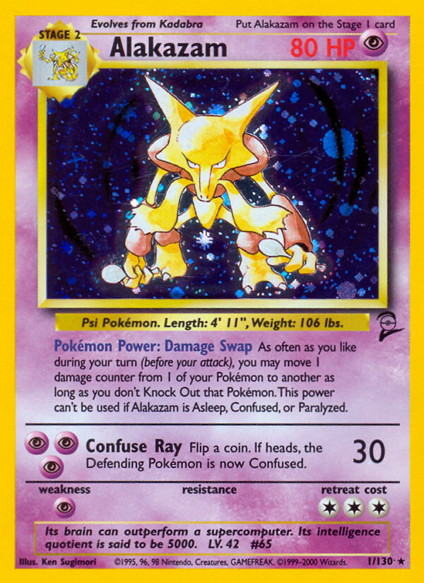 Alakazam (1/130) - Base Set 2 Pokémon Card