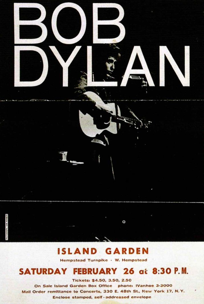 AOR-1.104 Bob Dylan Island Garden 1966 Concert Poster