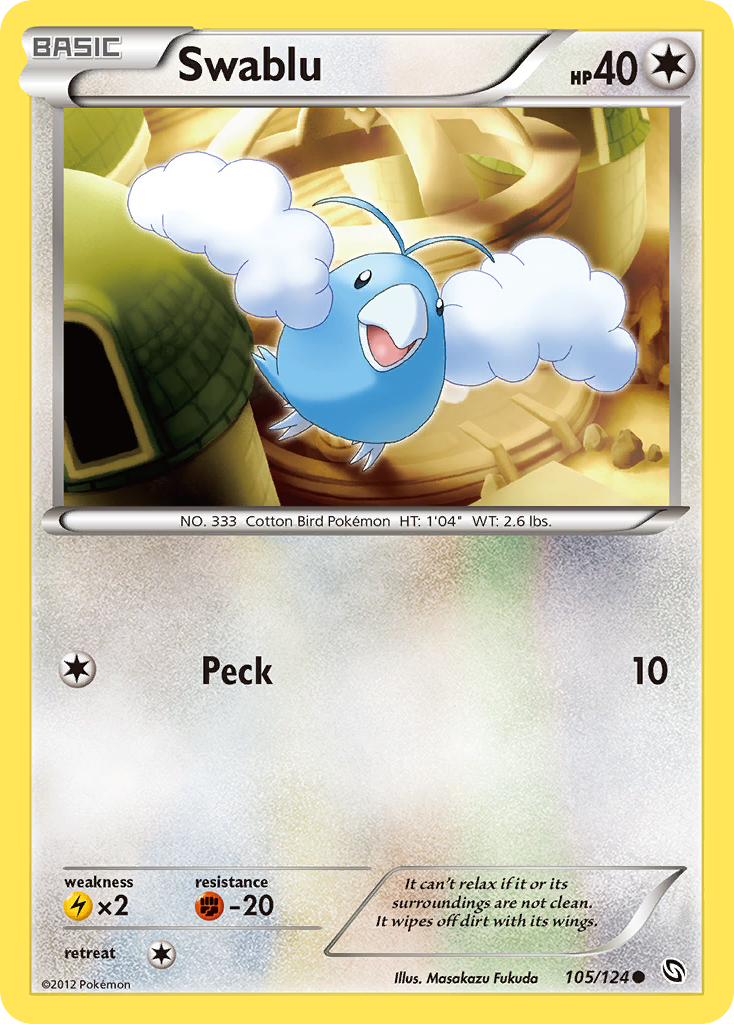 Swablu (105/124) - Dragons Exalted Pokémon Card