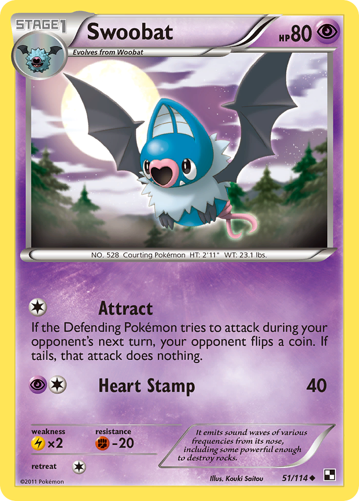 Swoobat (51/114) - Black & White Pokémon Card