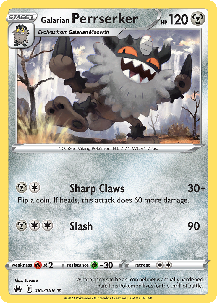 Galarian Perrserker (85/159) - Crown Zenith Pokémon Card