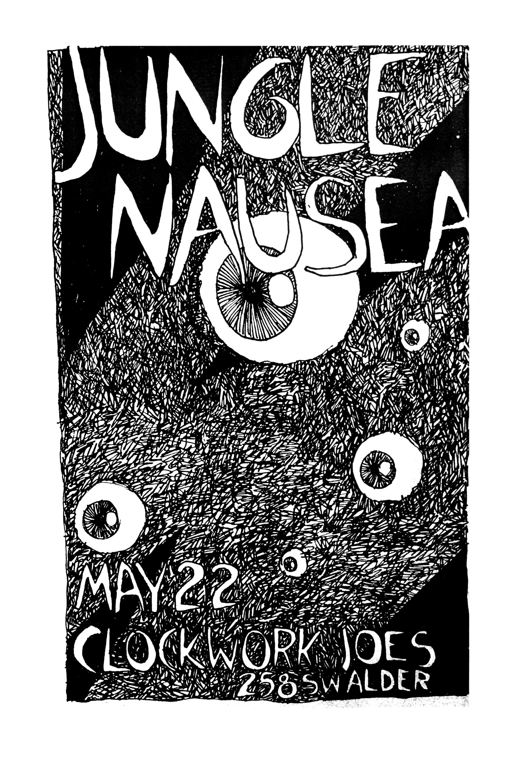 MXP-42.5 Jungle Nausea 1980 Clockwork Joes  May 22 Concert Poster