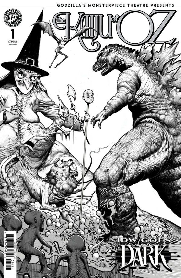 Godzilla's Monsterpiece Theatre Presents: The Kaiju of Oz #1 (Cover D John Ayala Black & White IDW Goes Dark Variant) Comic