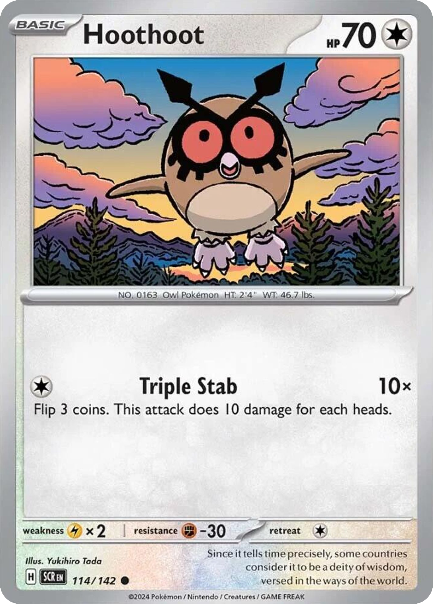 Hoothoot (114/142) - Stellar Crown Pokémon Card