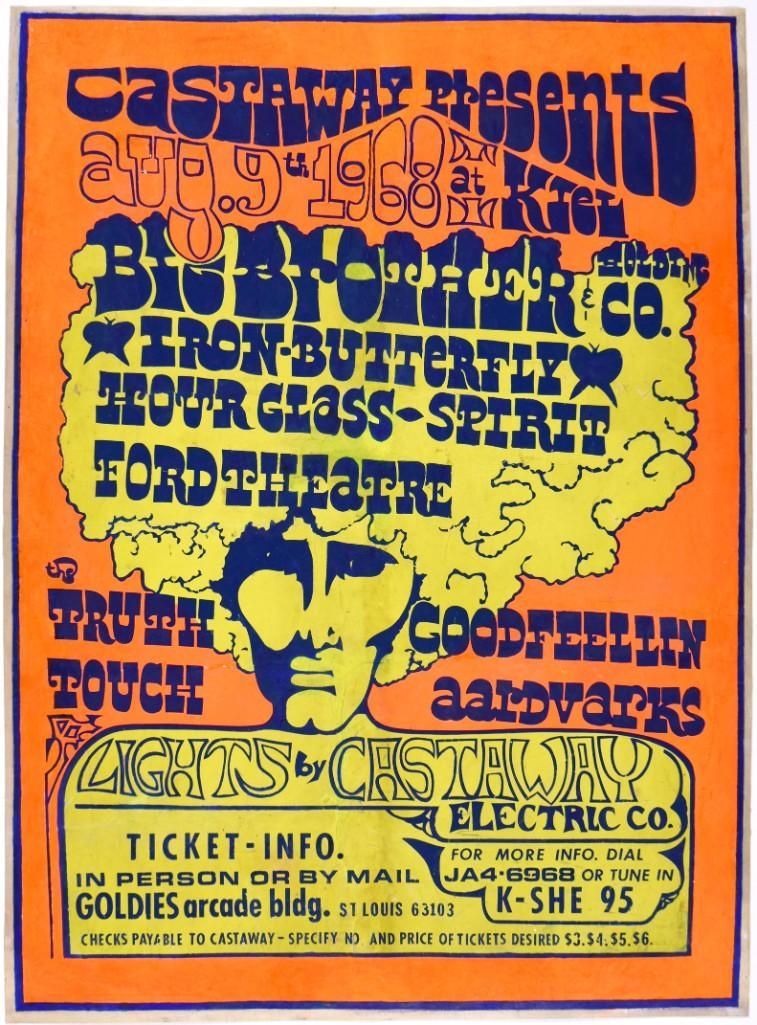 Big Brother & the Holding Company Kiel Auditorium 1968 Concert Poster