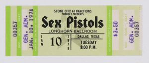 Sex Pistols at Longhorn Ballroom UNUSED CONCERT TICKET 1978
