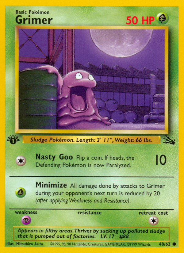 Grimer (48/62) - Fossil (1st Edition) Pokémon Card