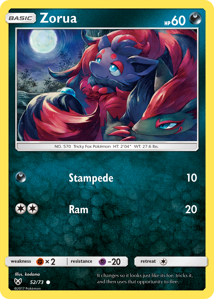 Zorua (52/73) - Shining Legends Pokémon Card