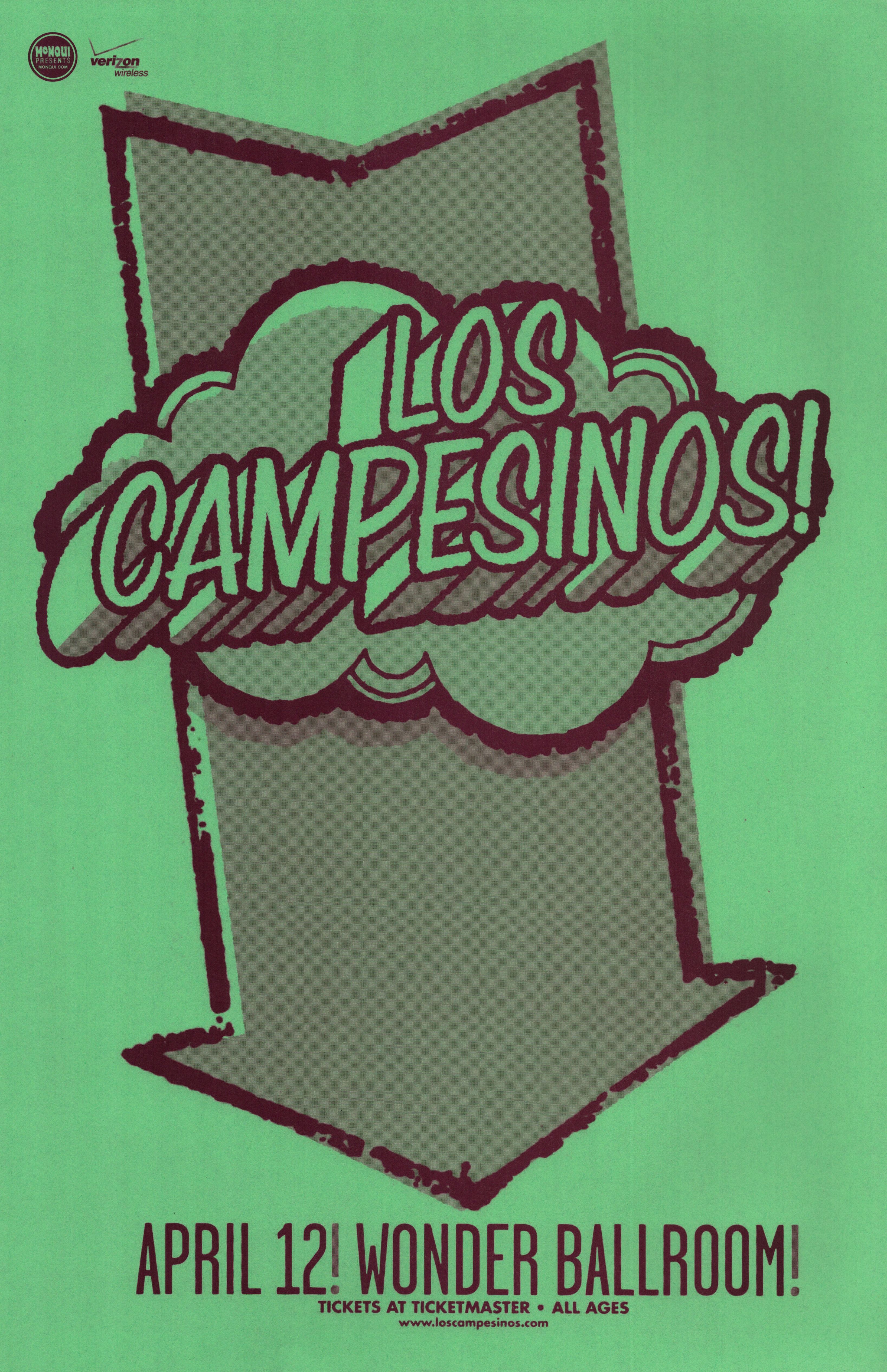 MXP-140.2 Los Campesinos 2009 Wonder Ballroom  Apr 12 Concert Poster