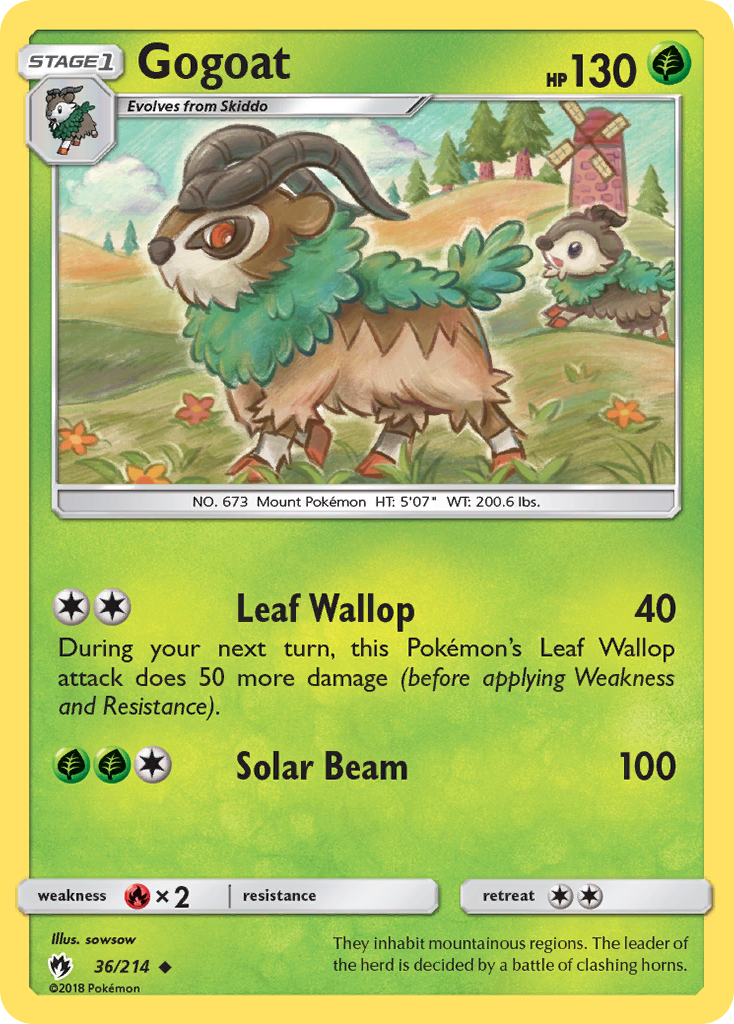 Gogoat (36/214) - Lost Thunder Pokémon Card