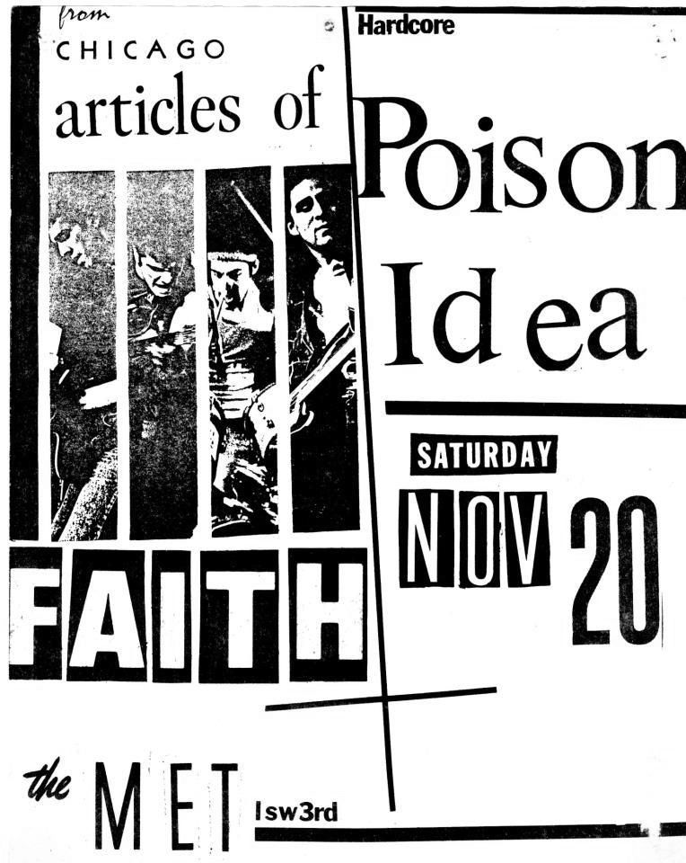 MXP-45.8 Articles Of Faith 1982 Metropolis (the Met)  Nov 20 Concert Poster