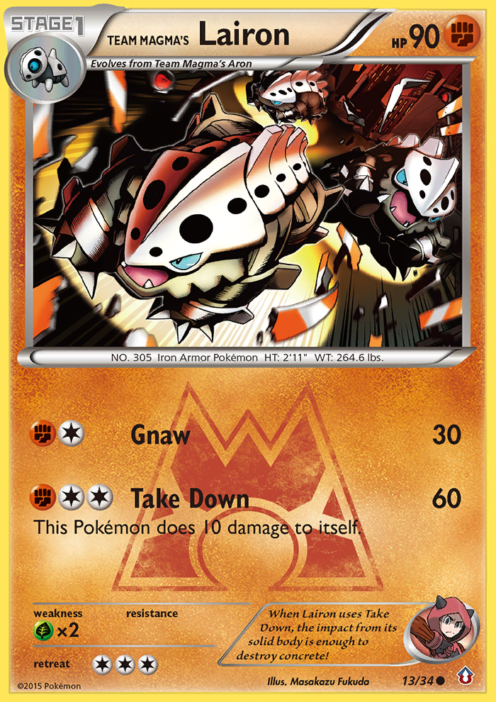 Team Magma's Lairon (13/34) - Double Crisis Pokémon Card