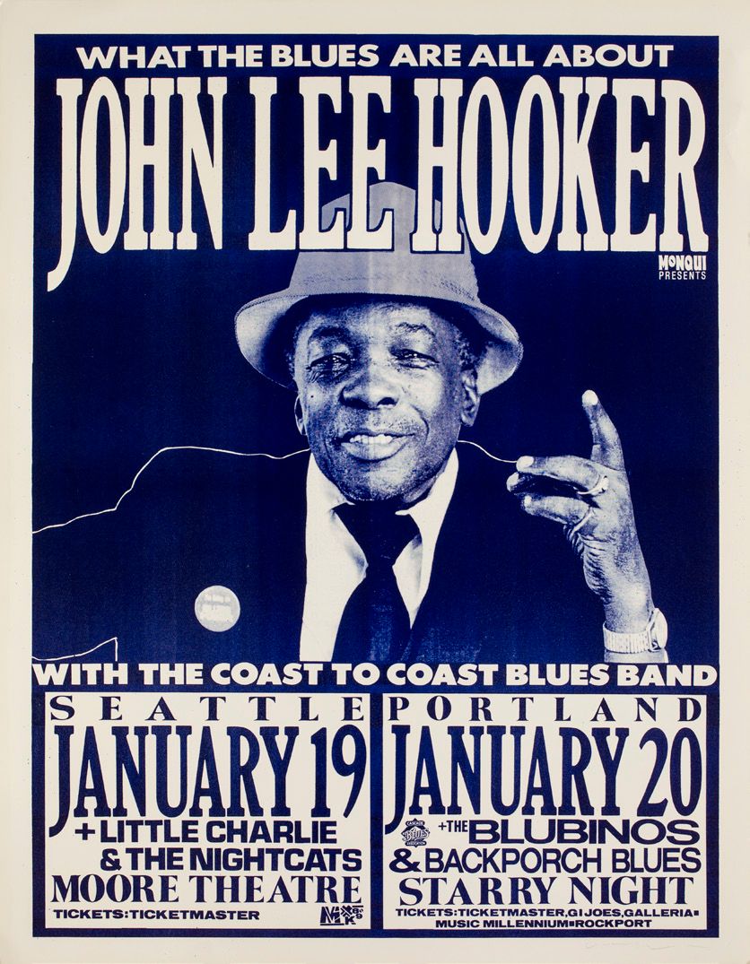 MXP-195.5 John Lee Hooker Moore Theatre & Starry Night 1989 Concert Poster