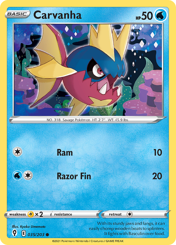 Carvanha (35/203) - Evolving Skies Pokémon Card