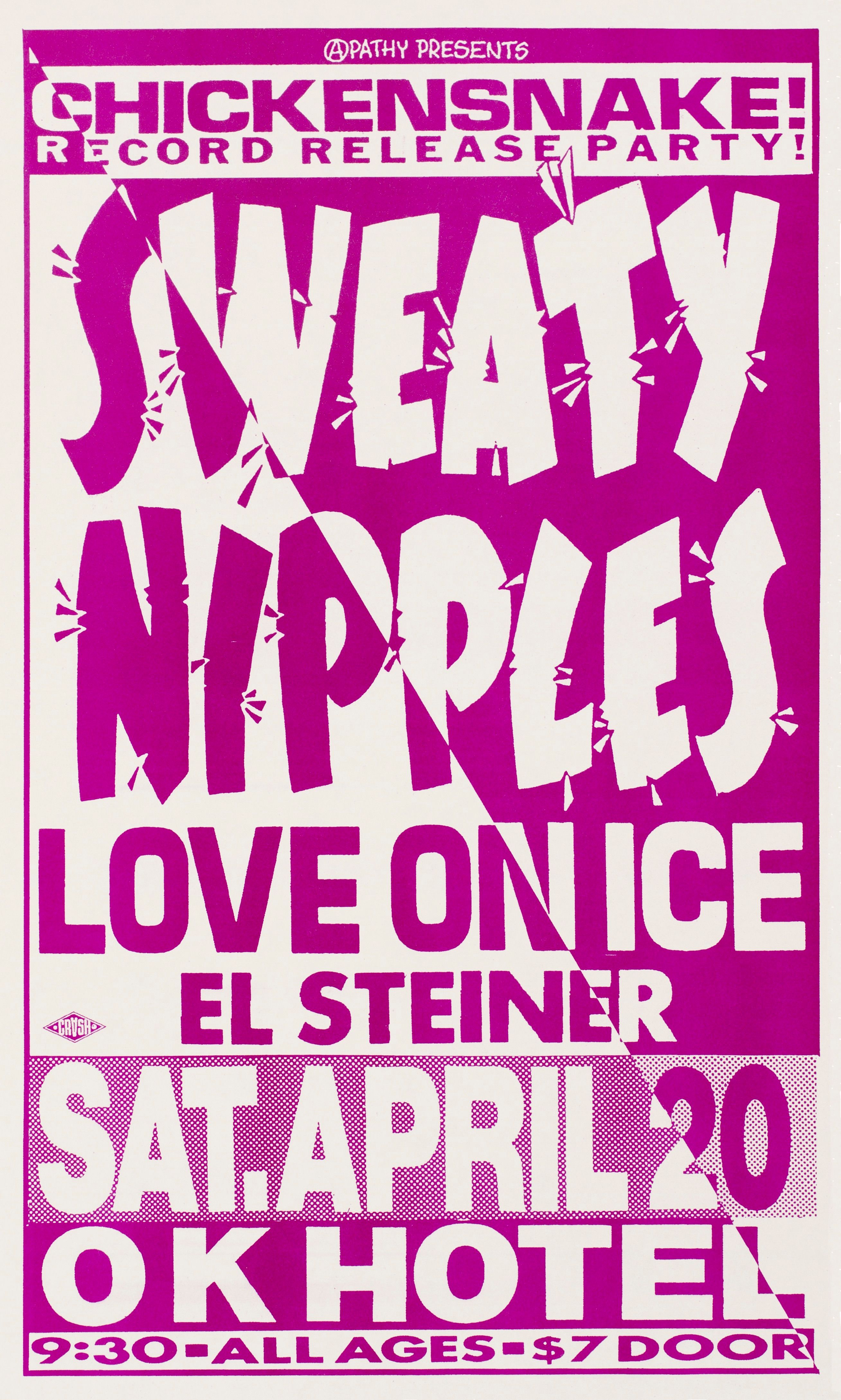 MXP-193.1 Sweaty Nipples 1991 Ok Hotel  Apr 20 Concert Poster
