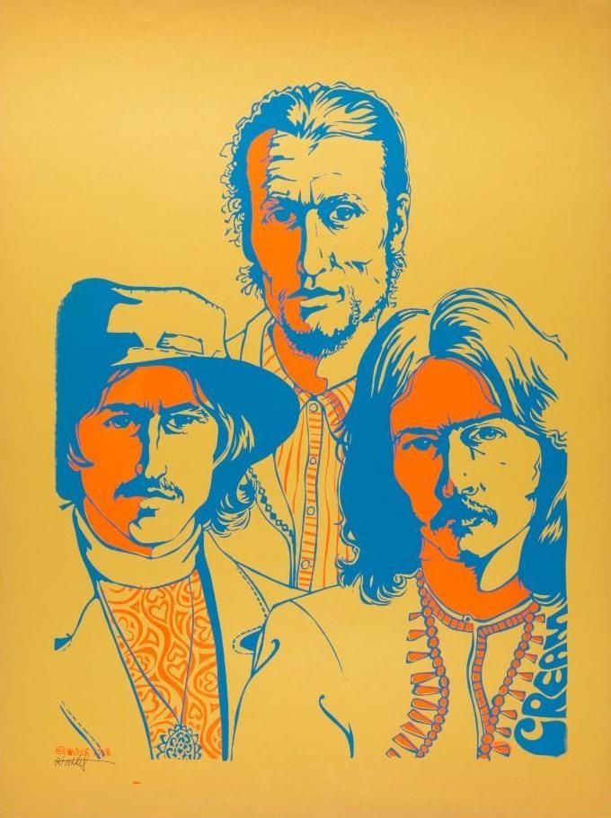 Cream Blacklight Headshop Poster 1968 Concert Poster