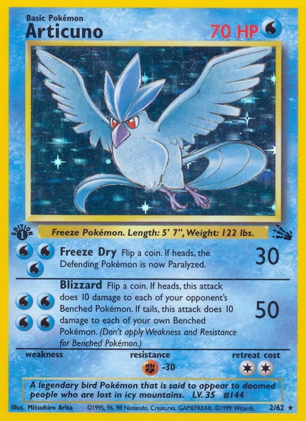 Articuno (2/62) - Fossil (1st Edition) Pokémon Card