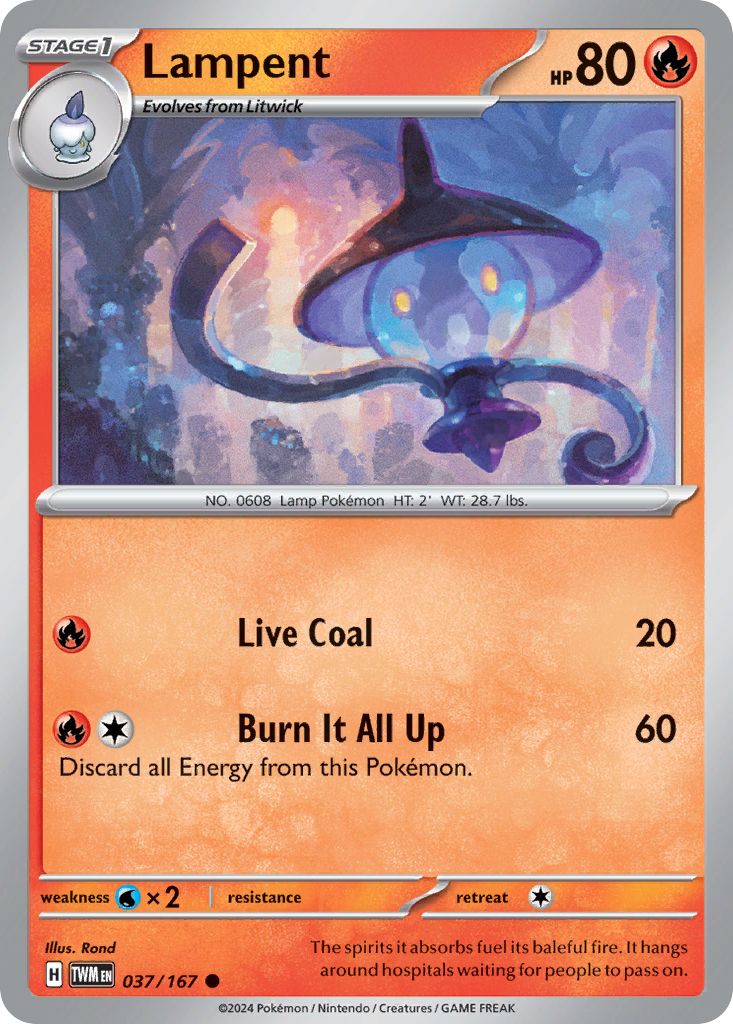 Lampent (37/167) - Twilight Masquerade Pokémon Card