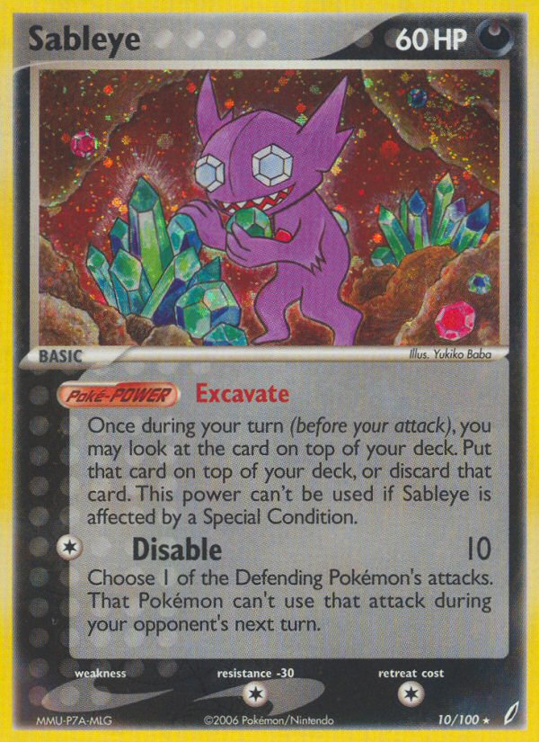 Sableye (10/100) - Crystal Guardians Pokémon Card