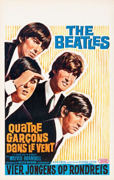 The Beatles A Hard Day's Night Belgian Film Poster 1964 Concert Poster