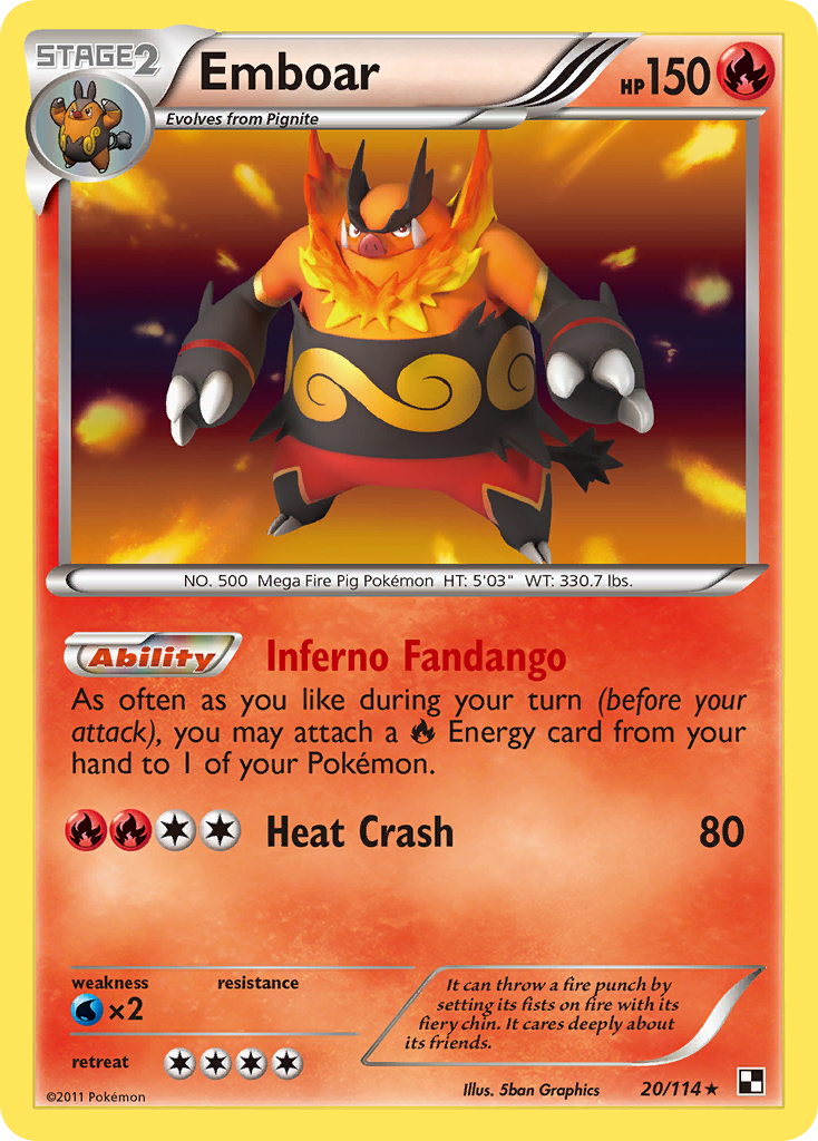 Emboar (20/114) - Black & White Pokémon Card