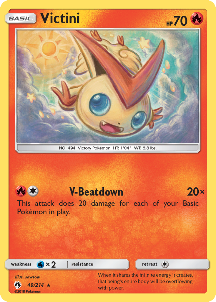 Victini (49/214) - Lost Thunder Pokémon Card