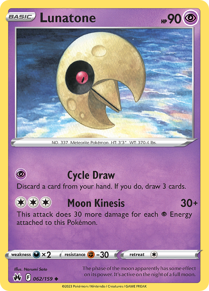 Lunatone (62/159) - Crown Zenith Pokémon Card