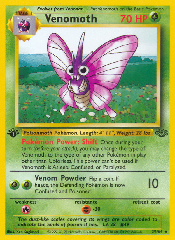 Venomoth (29/64) - Jungle (1st Edition) Pokémon Card