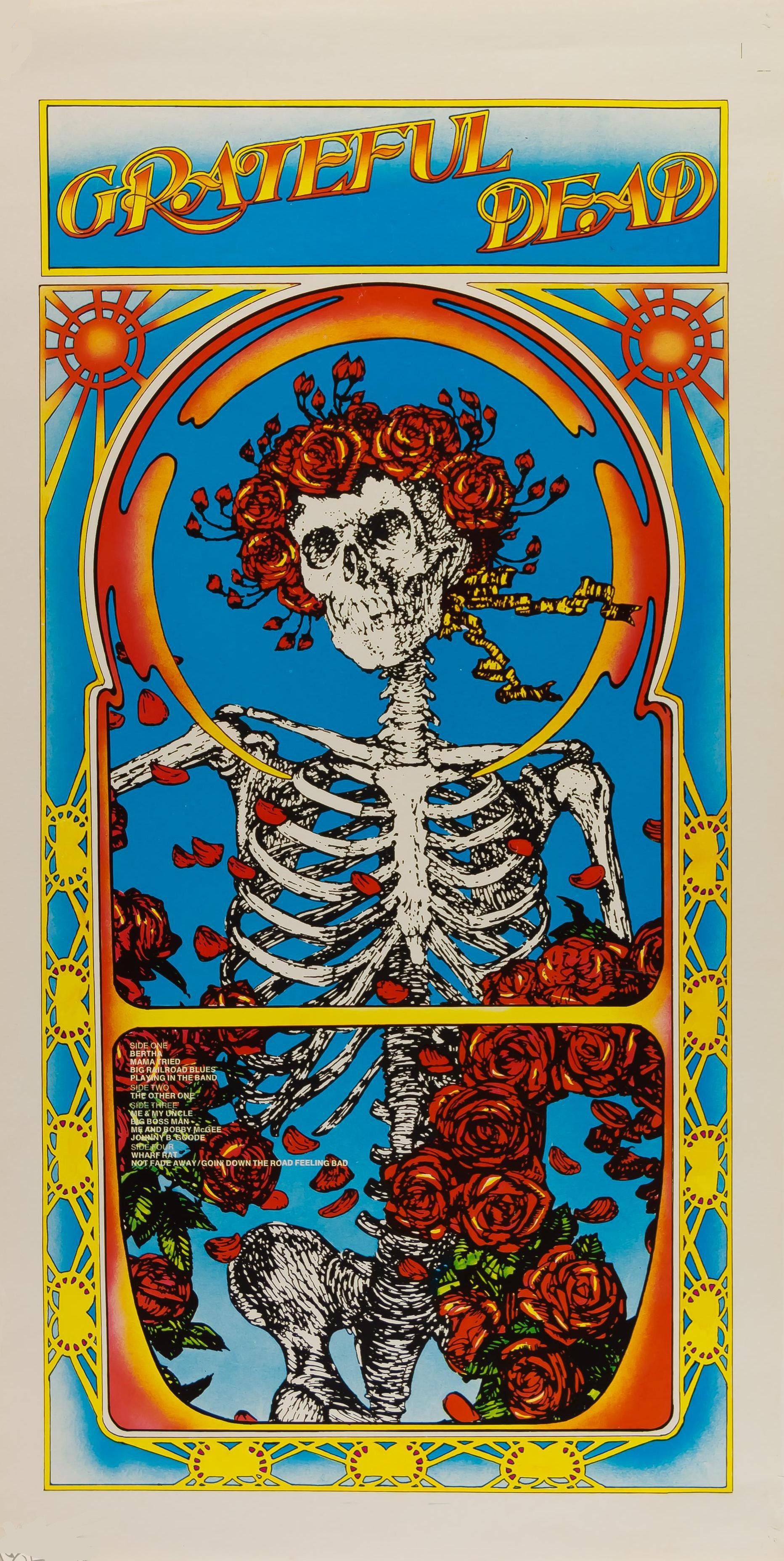 Grateful Dead Skull & Roses Promotional 1971 Concert Poster