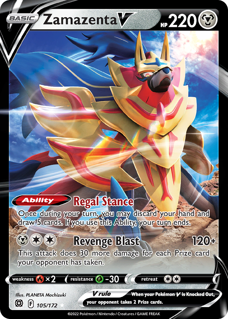 Zamazenta V (105/172) - Brilliant Stars Pokémon Card