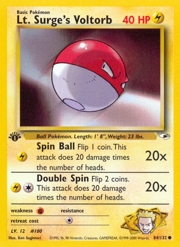 Lt. Surge's Voltorb (84/132) - Gym Heroes (1st Edition) Pokémon Card