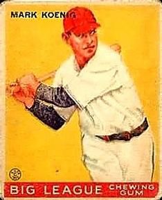 Mark Koenig 1933 Goudey (R319) #39 Sports Card
