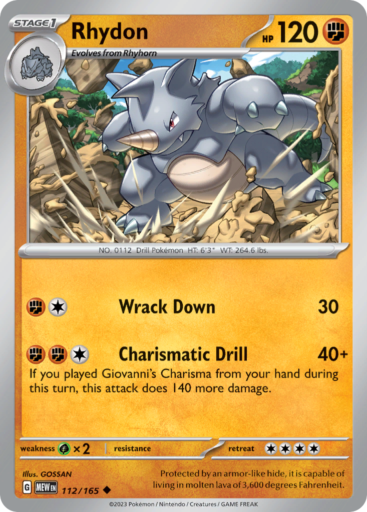 Rhydon (112/165) - 151 Pokémon Card