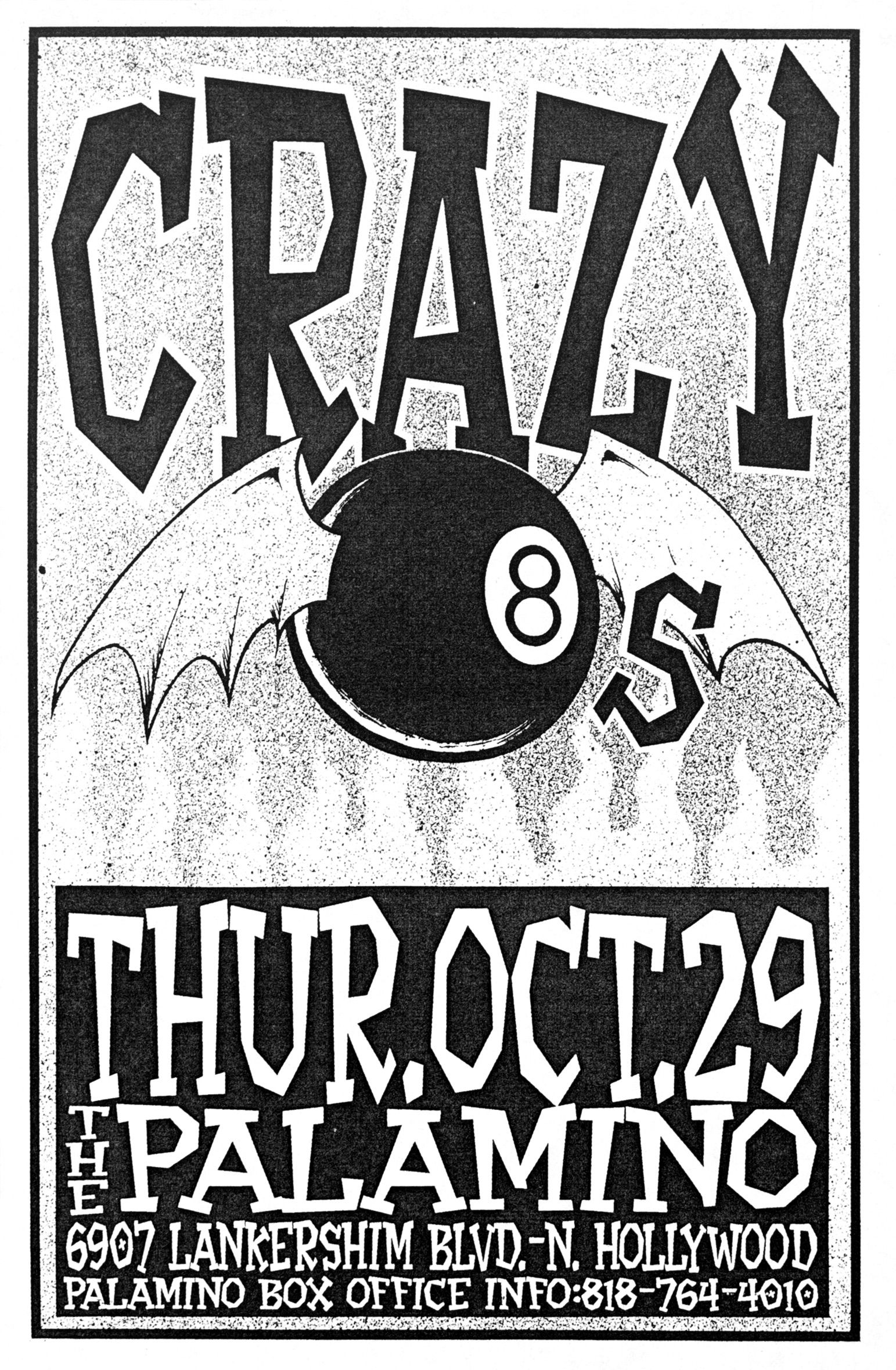 MXP-140.32 Crazy 8s 1987 Palameno  Oct 29 Concert Poster