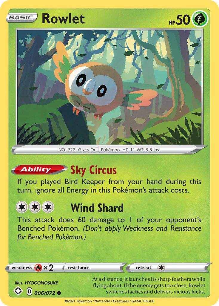 Rowlet (6/72) - Shining Fates Pokémon Card