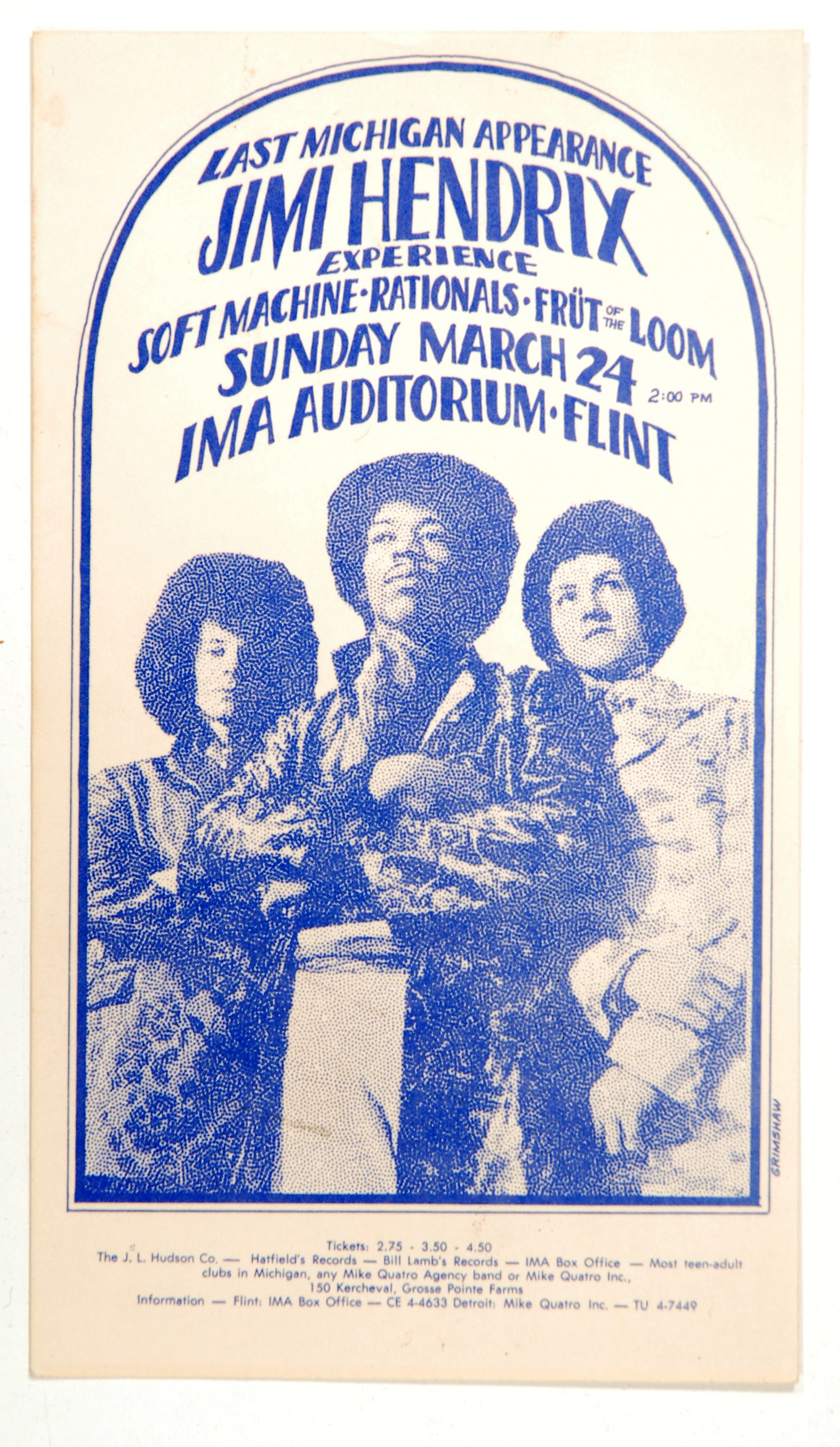 Jimi Hendrix at IMA Auditorium 1968 Concert Poster