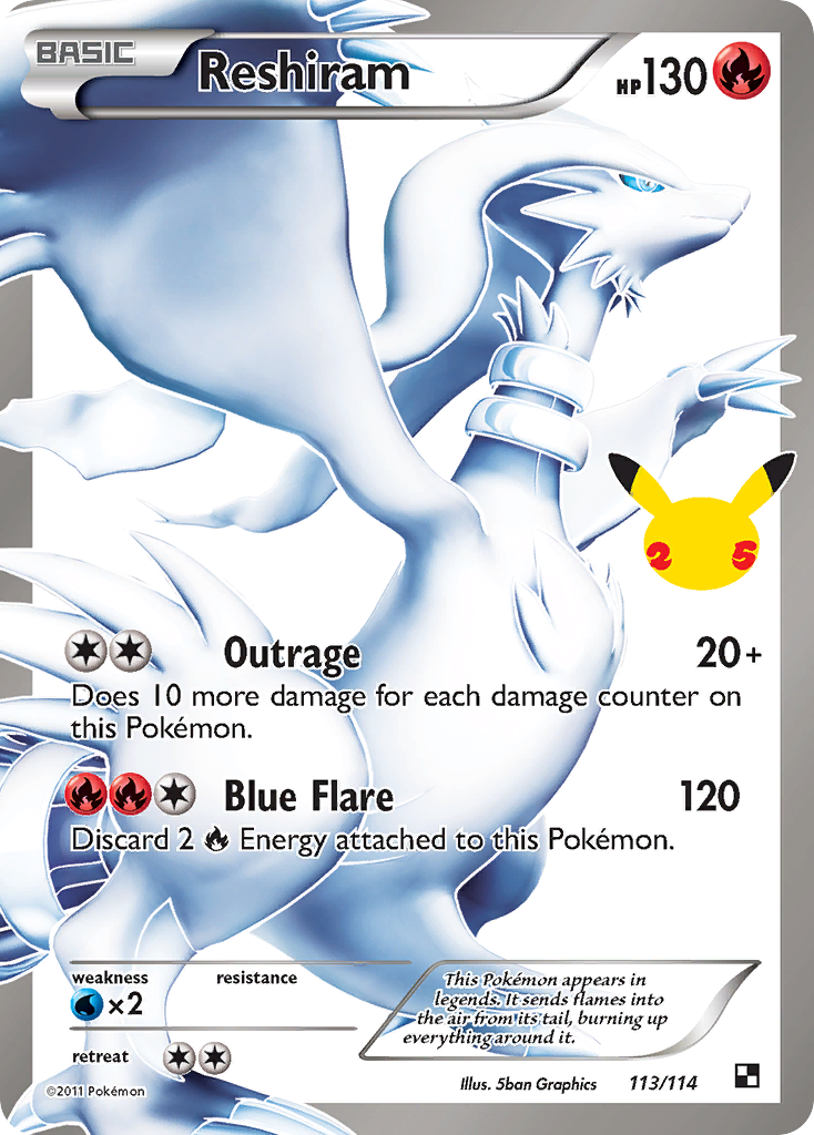 Reshiram (113/25) - Celebrations: Classic Collection Pokémon Card