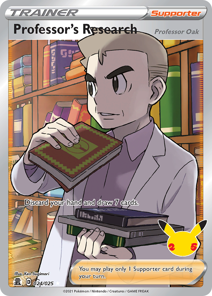 Professor's Research (Professor Oak) (Trainer: Supporter) (24/25) - Celebrations Pokémon Card