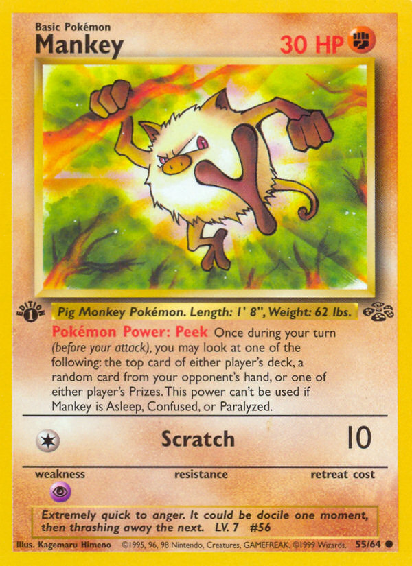 Mankey (55/64) - Jungle (1st Edition) Pokémon Card