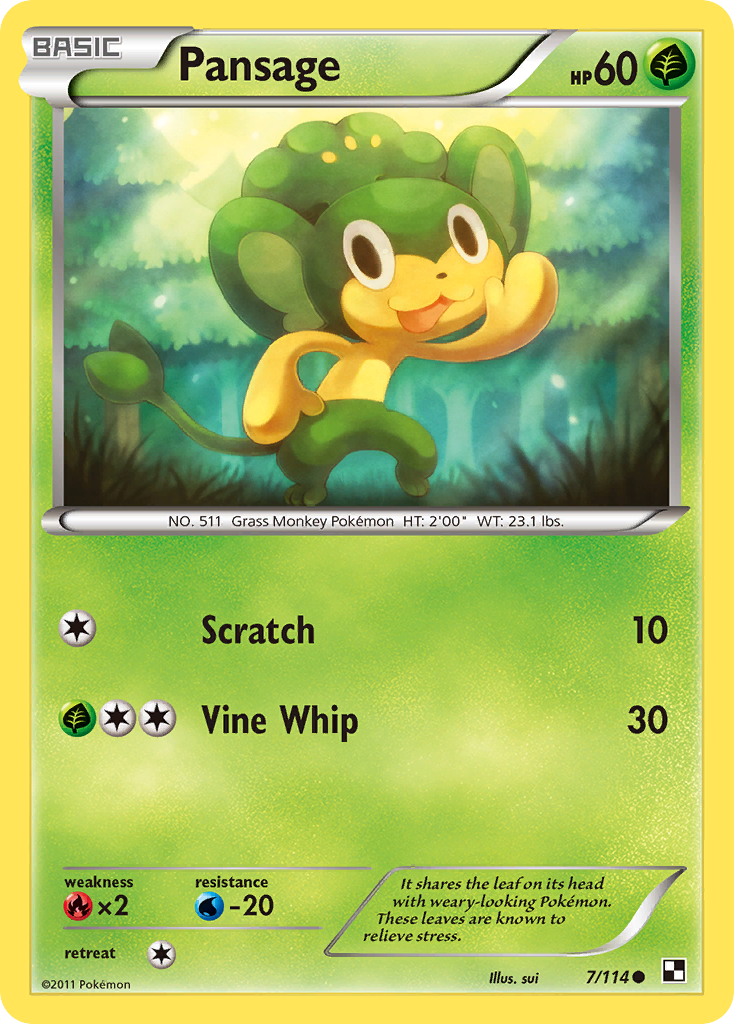 Pansage (7/114) - Black & White Pokémon Card