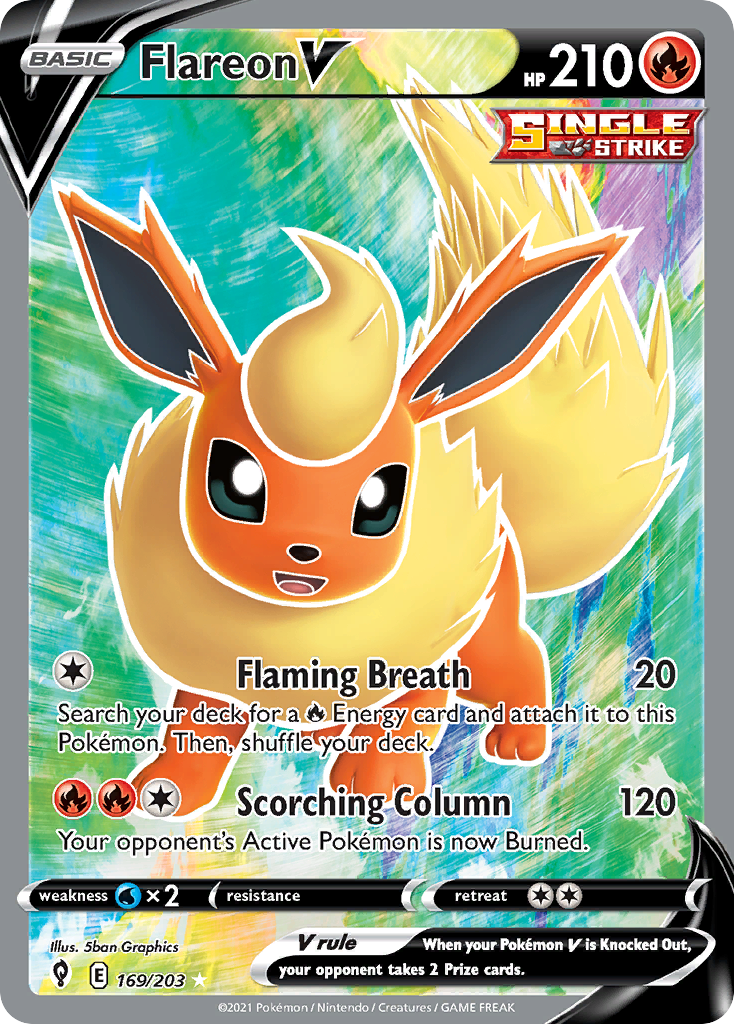 Flareon V (169/203) - Evolving Skies Pokémon Card